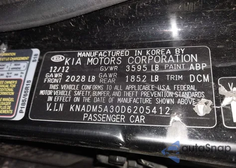 2013 Kia Rio Lx z USA, uszkodzony, nr VIN KNADM5A30D6205412